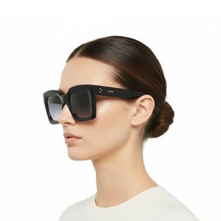 Óculos de Sol Celine CL40130I 01B Feminino Quadrado Preto com Lentes Cinza Degradê