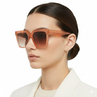 Óculos de Sol Celine Quadrado Oversized Acetato Rose com Lentes Degradê