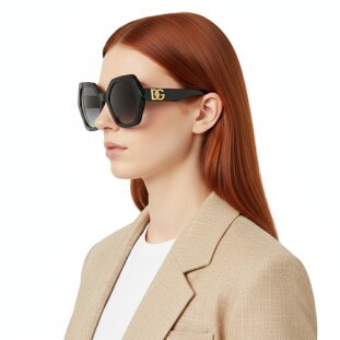 Óculos de Sol Dolce & Gabbana Hexagonal Geométrico Feminino Preto