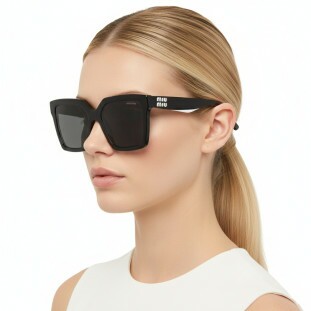 Óculos de Sol Miu Miu MU 03Y 10G-5S0 Feminino Preto Lentes Cinza