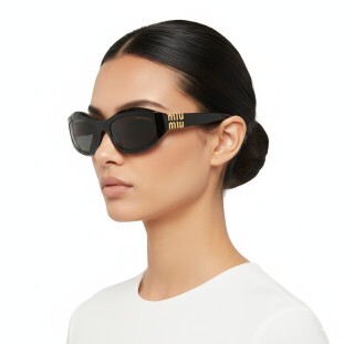 Óculos de Sol Miu Miu MU 14ZS 16K08Z Feminino Preto com Lentes Cinza