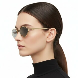 Óculos de Sol Miu Miu MU 56ZS ZVN 50K Feminino Dourado com Lentes Cinza Claro