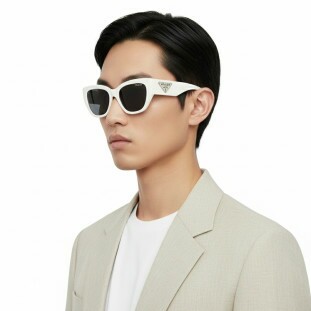 Óculos de Sol Prada PR A02S 17K08Z Feminino Branco com Lentes Cinza-Escuro