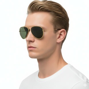 Óculos de Sol Ray-Ban 0RBR0101S 001/VR62 Aviador Prata Lentes Azuis 