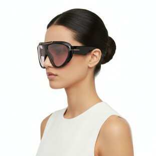 Óculos de Sol Tom Ford Linden 1094 01Y Unissex Preto Máscara com Lentes Violeta