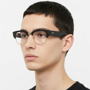 Óculos de Grau Ray-Ban RX7316V 5204 Unissex Preto Fosco com Detalhes Dourados