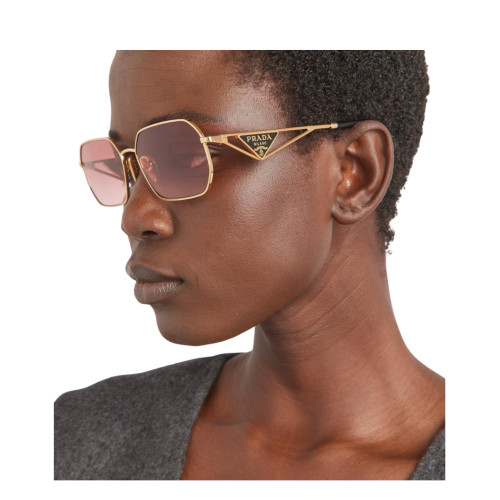 Óculos de Sol Prada PR A51S 5AK40C Unissex Dourado