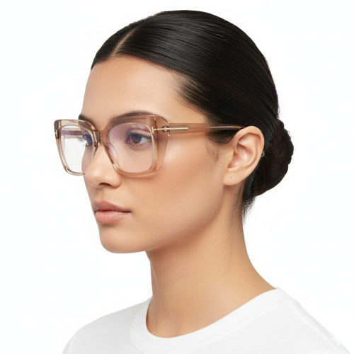 Óculos de Grau Tom Ford FT5992-B 045 Feminino Quadrado Marrom