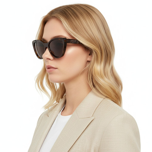Óculos de Sol Fendi FE40087U 52A Feminino Havana Escuro