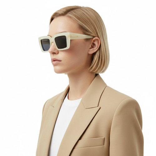 Óculos de Sol Ferragamo Retangular Unissex Branco