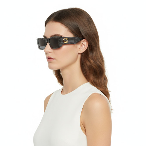 Óculos de Sol Gucci GG0516S 013 GG Logo Unissex Antracite e Havana