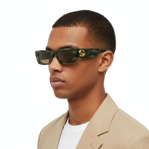 Óculos de Sol Gucci GG0516S 014 GG Logo Unissex Verde Militar