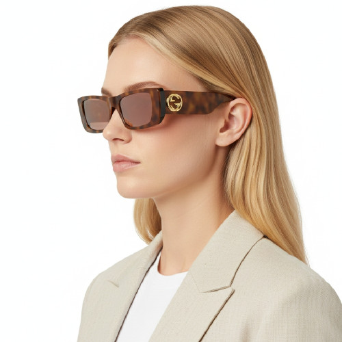 Óculos de Sol Gucci GG0516S 015 Unissex Tartaruga Marrom