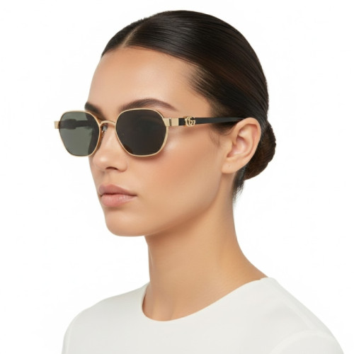 Óculos de Sol Gucci GG1593S 001 56 Feminino Ouro com Lentes Cinza