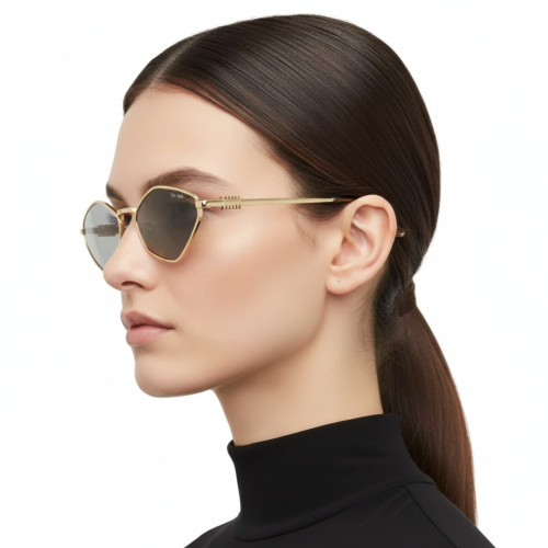 Óculos de Sol Miu Miu MU 56ZS ZVN 50K Feminino Dourado com Lentes Cinza Claro