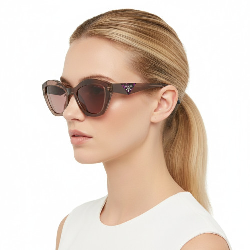 Óculos de Sol Prada Feminino Gatinho Marrom em Acetato