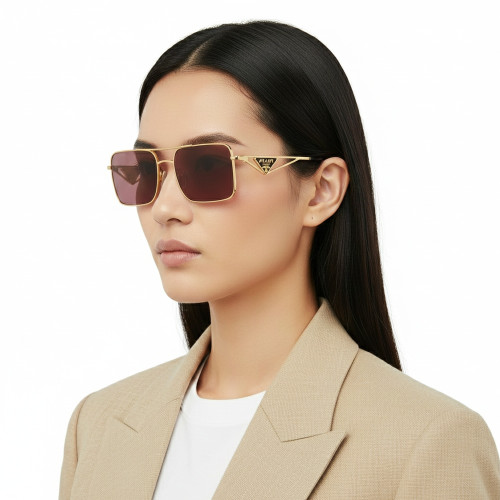 Óculos de Sol Prada PR A52S 5AK08S Unissex Dourado