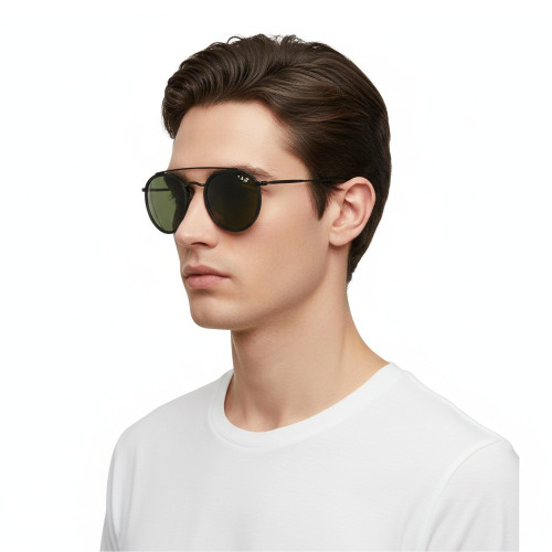 Óculos de Sol Ray-Ban RB3647N Round Double Bridge Unissex Preto