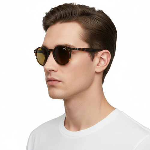 Óculos de Sol Ray-Ban Unissex Redondo Tartaruga Lentes Marrons