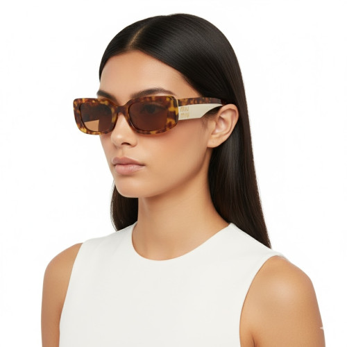 Óculos de Sol Miu Miu 0MU 08YS 4BW2Z1 Feminino Havana Claro com Lentes Marrom