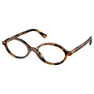 Óculos de Grau Miu Miu 01XV 19P1O Feminino Havana Claro com Formato Oval