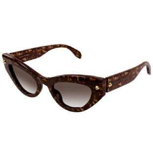 Óculos de Sol Alexander McQueen AM0407S 002 Havana Escuro Lentes Marrom 
