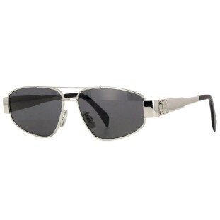 Óculos de Sol Celine Triomphe Metal Aviador Prata com Lentes Cinza