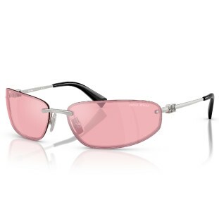 Óculos de Sol Miu Miu MU A50S Feminino Prata com Lentes Espelhadas Rosa