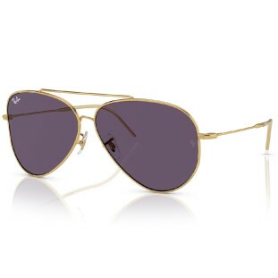 Óculos de Sol Ray-Ban Aviator Reverse RBR 0101S Unissex Dourado Lentes Violeta