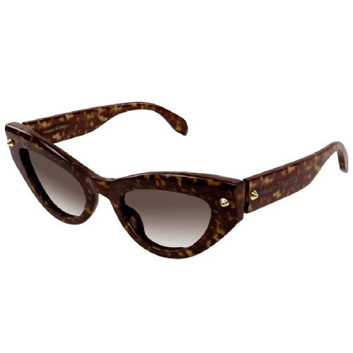 Óculos de Sol Alexander McQueen AM0407S 002 Havana Escuro Lentes Marrom 
