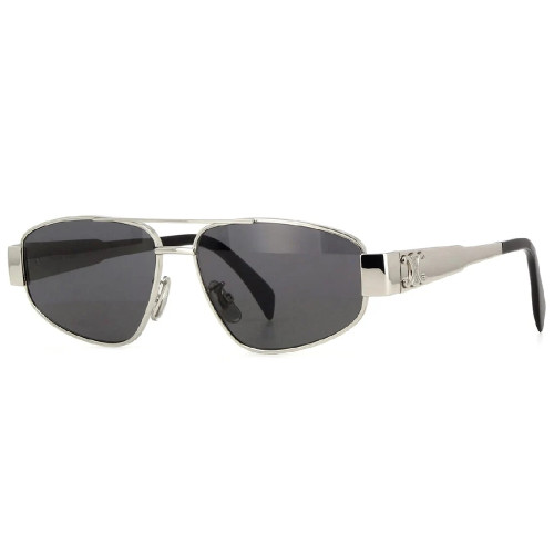 Óculos de Sol Celine Triomphe Metal Aviador Prata com Lentes Cinza