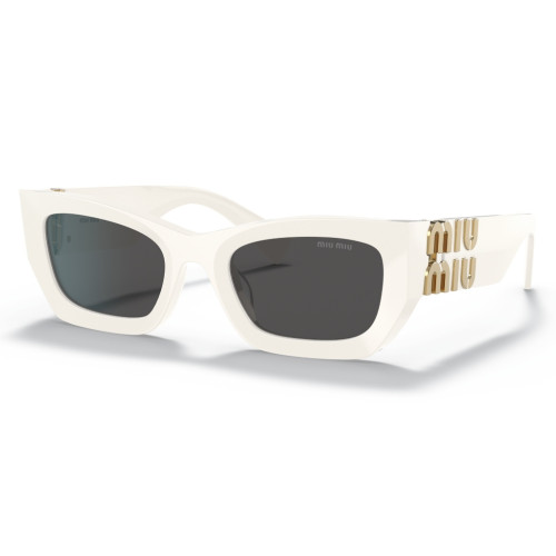 Óculos de Sol Miu Miu 09WS 1425S0 Feminino Branco com Lentes Cinza Escuro