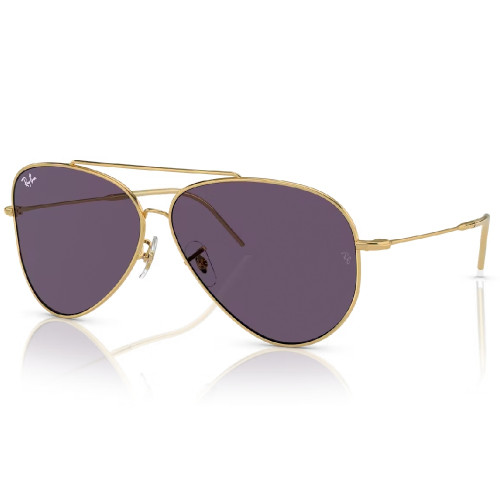 Óculos de Sol Ray-Ban Aviator Reverse RBR 0101S Unissex Dourado Lentes Violeta